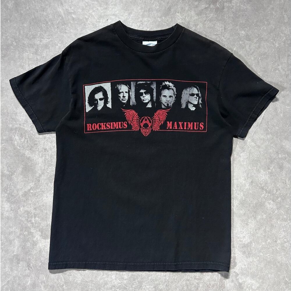 2000s Vintage Aerosmith Rocksimus Maximus Black Band T Shirt Size M